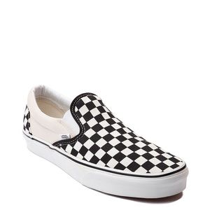 Sz 7, women’s White Checkered Vans